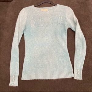 Vintage HERITAGE Angora Womens Sweater with Owls Blue Green Turquoise (Size M)